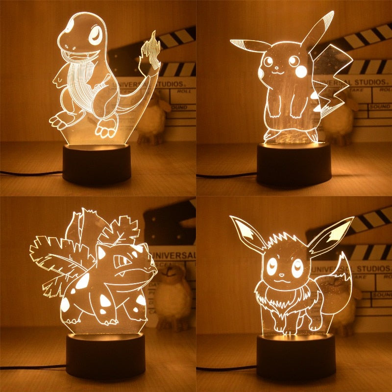 Nova Luz Noturna 3D Led do Pokemon Pikachu Brinquedo Infantil