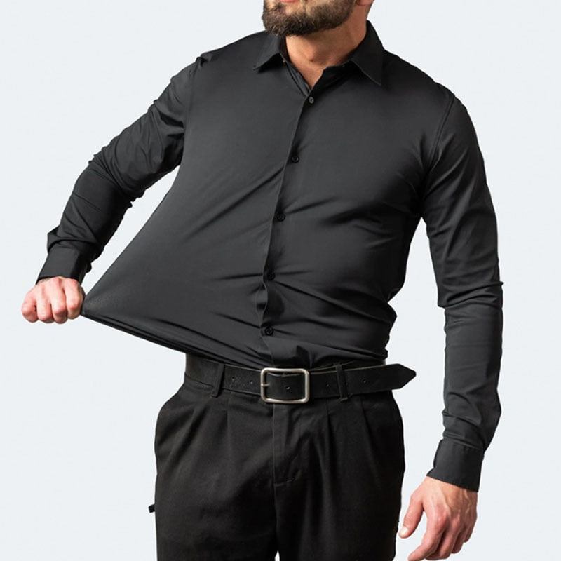 Camisa casual de negócios de mangas compridas para homem